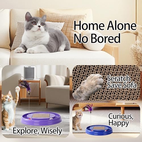 Interactive Cat Ball Track Toy Cat Scratcher, Blue