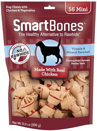 SmartBones Mini Bones Rawhide-Free Dog Treat, with Real Chicken, 56 Count