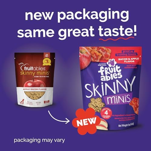 Fruitables Skinny Mini Dog Treats, Training Treats, Bacon & Apple, 12oz