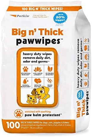 PETKIN Big N Thick PAW Wipes Dog and CAT Wipes