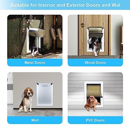 Aluminum Large Dog Door for Thick Wall Telescoping Tunnel Doggies Door Heavy Duty Aluminum Doggy Door Energy Efficient Double Flaps Pet Door for Medium Large Dogs,Pets Up to 220 Lb,Lockable