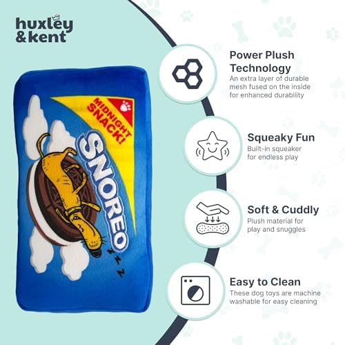 Huxley & Kent Power Plush Squeaky Dog Toy, Snoreo Cookies, Large