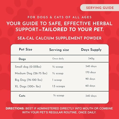 Animal Essentials Sea-Cal - Pure Seaweed Calcium Powder for Dogs with Magnesium, Joint Supplement for Dogs & Cats for Healthy Bones & Teeth, Joint Health, Vegan Icelandic Seaweed Calcium - 12 oz