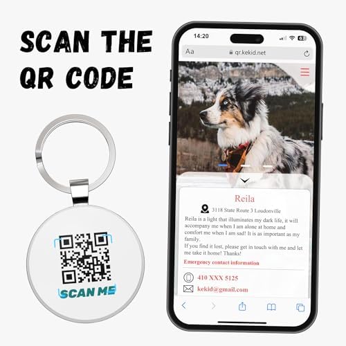 QR Code Dog Tag,Pet ID Tags, Dog Tags Personalized for Pets,Smart Dog ID Tags,Custom Dog Tags-Free Online&Scan QR Receive Instant Location Alert Email