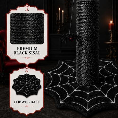 Gothic Cat Scratching Post with Spider Toys for Indoor Cats