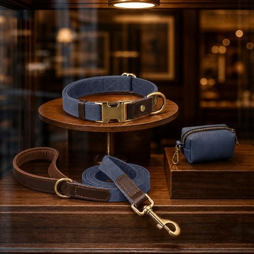 Didog PU Leather Dog Poop Bag Holder, Easy-Pull with Metal Clip, Blue