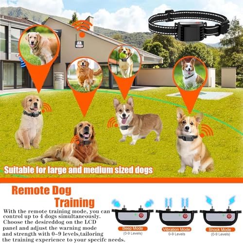 Dog Wireless Fence & Remote Shock Dog Training Collar 2-in-1, Electric Dog Fence, Adjustable Warning Strength & Range Sizes, Rechargeable Pet Boundary Containment System for 1/2/3/4 Dogs,for1dog