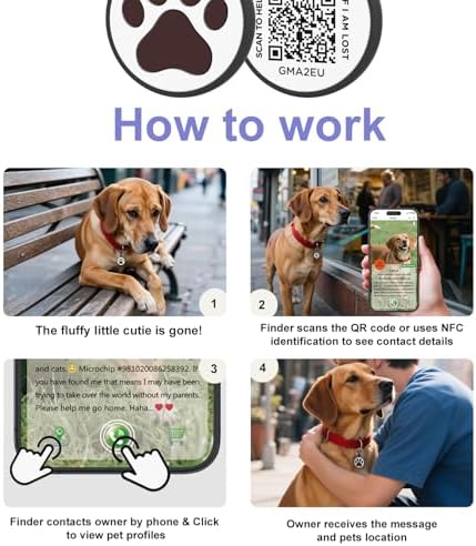 Personalized Dog Tag, Laser Engraving QR Code, Silicone Dog ID Tag, Pet Online Profile, Scan QR Code Send Location, Collar Harness Accessories (Medium to Large Breeds - 1.25", Black)