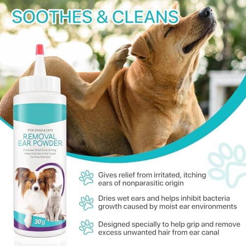 Dog Ear Powder for Hair Removal, Ear Infection Treatment for Dog & Cat, 30g
