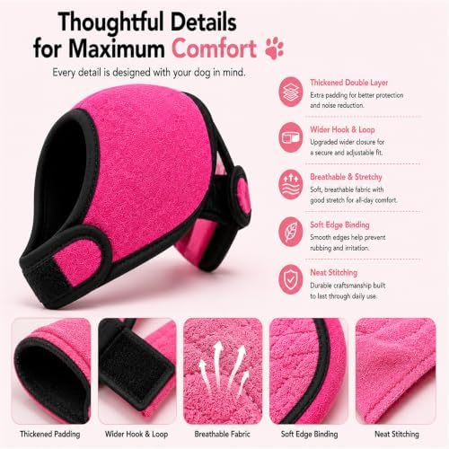 Dog Ear Muffs for Noise Protection, Pink, Small (10"-15")