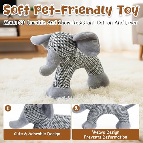 Dog Toys for Aggressive Chewers–Durable Linen Squeaky Toys with Built-in Squeaker, Tough Indestructible Plush Stuffed Animals for Small Medium Dogs, Animal Design to Relieve Boredom & Anxiety(Monkey)