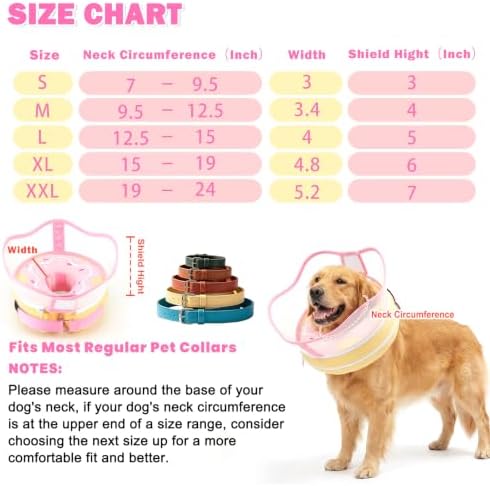 EMUST Inflatable Dog Donut Collar with Protective Shield, Soft Pet Recovery E-Collar for Dogs After Surgery, Adjustable Elizabethan Collar to Prevent Licking Biting Scratching (Pink, Medium)
