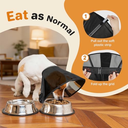 Breathable Mesh Dog Cone Collar for Surgery, Soft Elizabethan Recovery Alternative to Stop Licking,Pet Neck Collar for Large Medium Small Breeds