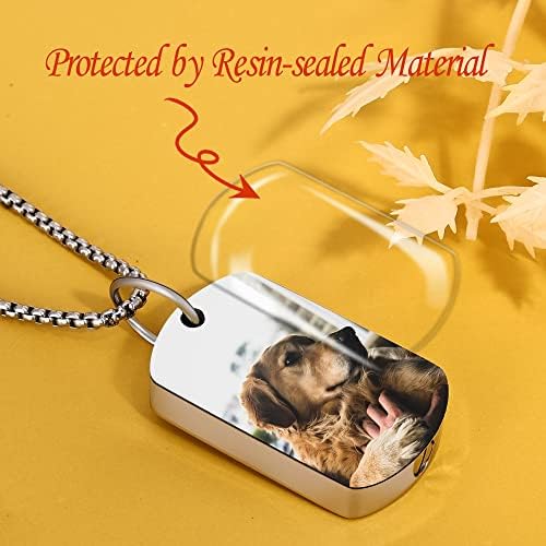 Fanery Sue Pet Ashes Necklace for Dog Cat, Custom Photo & Text