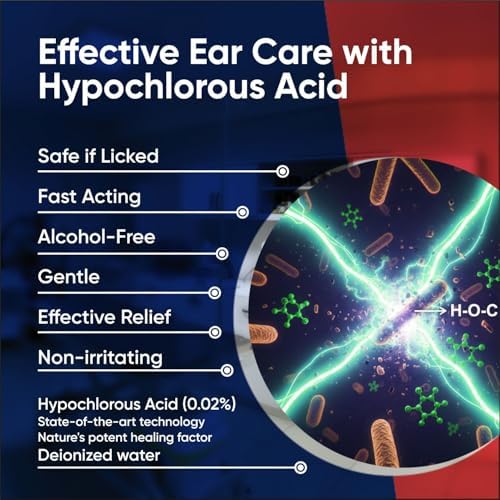 EARMYCIN Ear Infection Treatment Drops for Dogs and Cats,with 0.02% Hypochlorous Acid Soothing Dog Yeast Infection, Itchy Ear Relief-Treats Ear Infections for Dogs & Cats - 1 fl oz