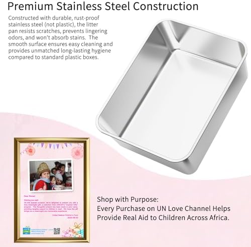RIZZARI Cat Litter Box Non-Porous: Open High Sides for Indoor Cats