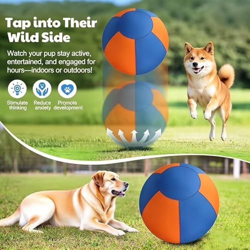 Sheepdog Herding Ball 10/18/22/25 Inch, Heavy-Duty Double-Layer Anti-Burst Tear-Resistant Interactive Dog Toy with Air Pump Washable Cover for Indoor Outdoor Play (Three Colors, 10 in)
