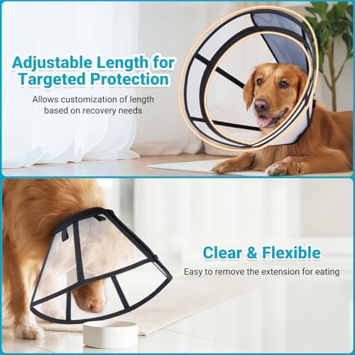 Transparent Dog Cone Recovery Collar, Adjustable Length