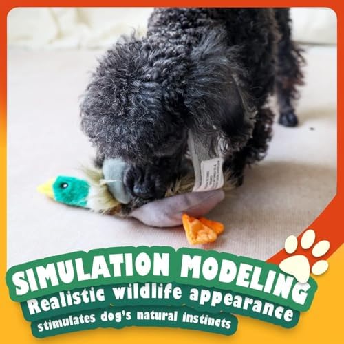 ALL FOR PAWS Duck Squeaky Doy Toy, Duck Dog Toy for Medium Large Breed, Puppy Fetch Toy with Squeaker, Plush Chew Dog Toy, 18 x 9.1 x 3.9 inches, Classic - Mallard L