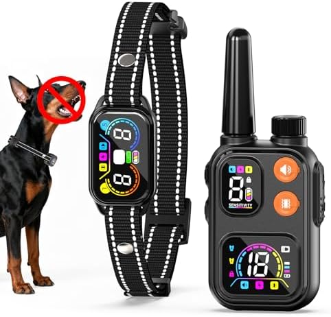 2‑in‑1 Dog Bark and Shock Collar, 4500FT Remote Range, Beep/Vibration/Shock 3 Modes, 8 Sensitivity, IP67 Waterproof, Portable Training Collar for Medium and Large Dogs (5-120lbs)