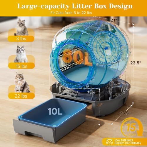 Fansafurn Automatic Smart Self-Cleaning Litter Box with APP Control, 90L Large Space for Adult Cats，Infrared Sensors, Sleep Mode, and Remote APP Control-Hands-Free Operation, White