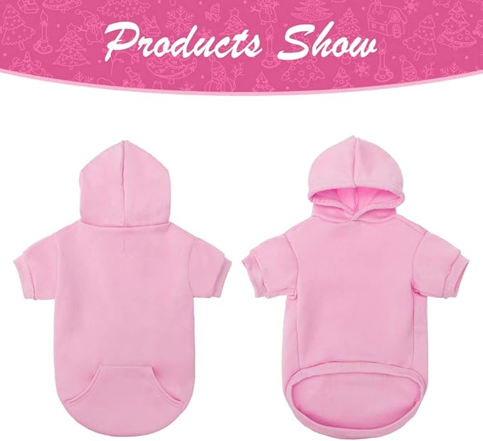 KOOLTAIL Basic Dog Hoodie - Soft and Warm Dog Hoodie Sweater with Leash Hole and Pocket, Dog Winter Coat, Cold Weather Clothes Sweatshirt for Small Medium Large Dogs Puppy Cat Boys Girls Pink S