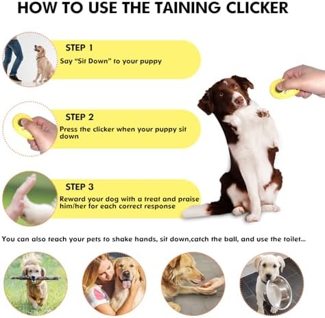 BONSO Dog Training Clicker with Adjustable Wrist Strap - Positive Reinforcement Pet Training Clicker for Dogs, Cats, and Puppies (Yellow)