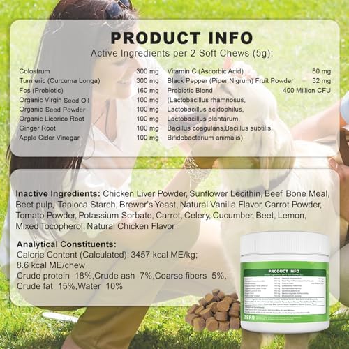 Dog Allergy Chews 200 Ct - Itch Relief for Dogs Immune Support with Colostrum Probiotics Seasonal Allergies Anti-Itch Skin & Coat Supplement, Itchy Skin & Paw Relief Bites - Chicken Flavor