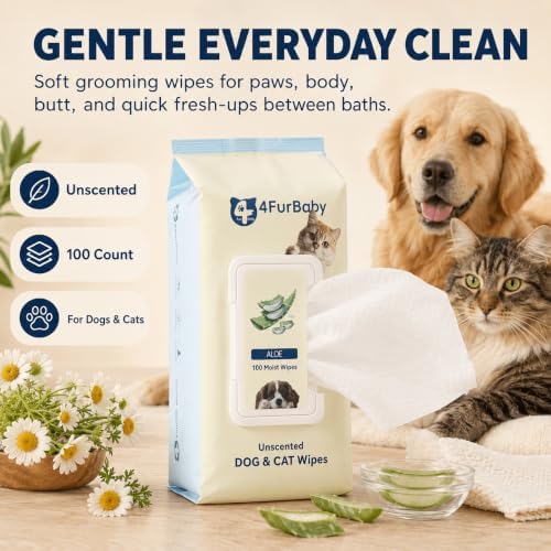Dog Wipes for Paws and Butt, Unscented, 100 Count