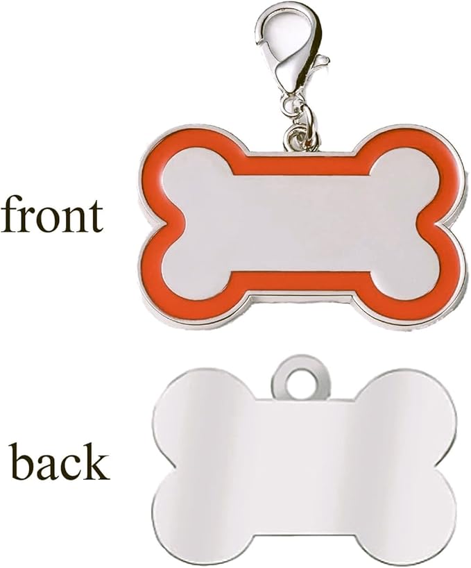 Personalized Dog ID Tags - Laser Engraved, Bone-Shaped, Large: Orange