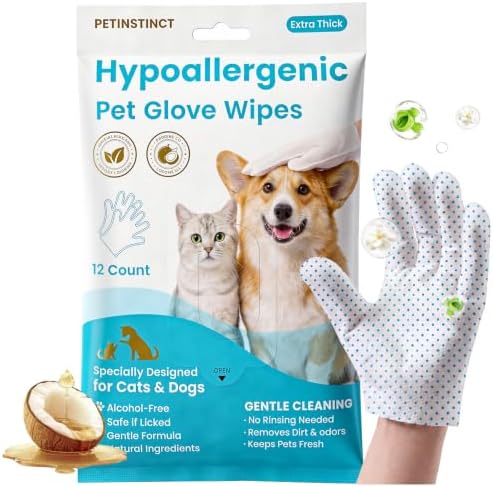 Pet Glove Wipes Pro, Massage Grooming for Dogs & Cats