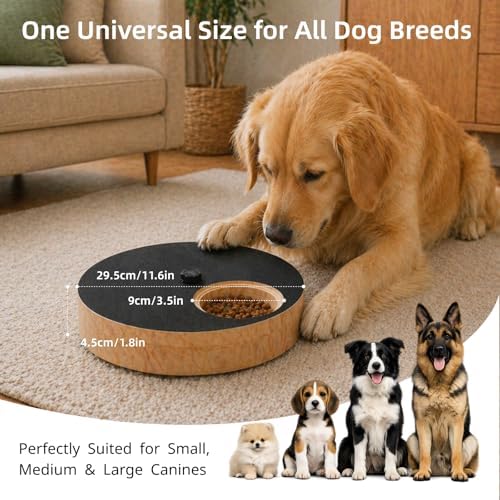 Solid Wood Dog Scratch Pad for Nails with Treat Dispenser, 360° Rotating Dog Nail File Board for Calm Grooming, Heavy Duty Wooden Interactive Scratching Toy for Various Breeds