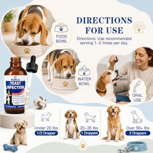 Yeast Balance Treatment Drops for Dogs, Liquid Itch Relief Supplement