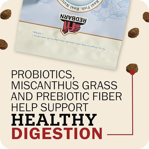 Redbarn Whole Grain Adult Dry Dog Food Kibble - Ocean Fish Recipe - Made in USA No Chicken Recipe with Functional Ingredients to Support Healthy Heart, Skin, Coat, Immunity & Digestion - 4lb