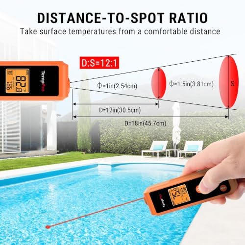 TempPro TempScan Mini-Sized Infrared Thermometer Gun for HVAC Engine BBQ