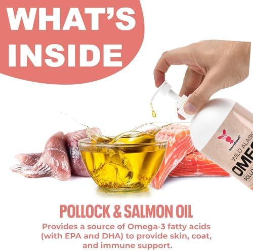 SavvyBeast Pollock & Salmon Oil for Dogs & Cats, Fish Oil, USA Made, 32 oz