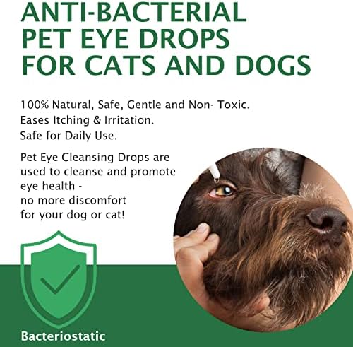 Dog Eye Drops, Eye Drops for Dogs and Cats, Dog Eye Infection Treatment to Soothe Infection Allergy, Relieve Dry Eyes Pink Eyes, Pet Tear Stain Cleaner, Dog and Cat Eye Wash, 2.02 fl.oz
