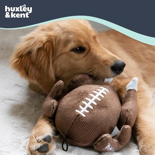 Huxley & Kent Funny Dog Toy w/Squeaker – Thanksgiving Fall Power Plush Squeaky Dog Toys for Small, Medium & Large Dogs – Soft Stuffed Animal for Indoor Play & Fetch - Turkey Bowl, Large