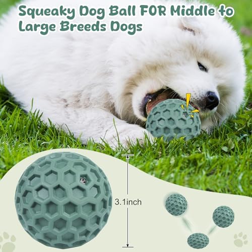 Tough Dog Chew Toys for Aggressive Chewers, Indestructible Dog Balls for Aggressive Chewers, Squeaky Balls for Dogs, Squeaky Toys for Large Dogs, Funny Heavy Duty Ball