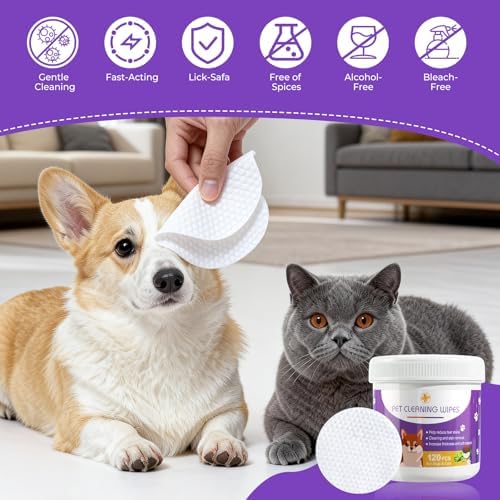 Pet Wipes Set for Dogs & Cats, Dental Finger Wipes & Eye Pads for Cleaning