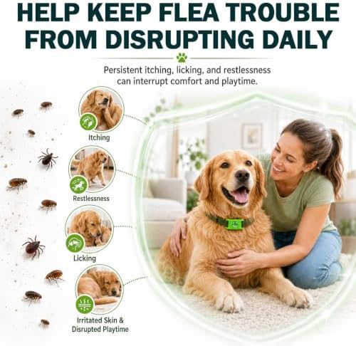 Flea and Tick Prevention Pendant for Dogs, Natural Dog Flea and Tick Collar Alternative with 2 Pendants and 6 Extra Refills, Easy to Use Lightweight, Up to 30 Days Protection, Collar Not Included
