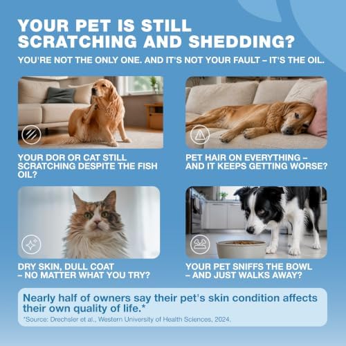 Fish Oil for Dogs,Cats - Omega 3 Salmon Oil for Itchy Skin & Shedding