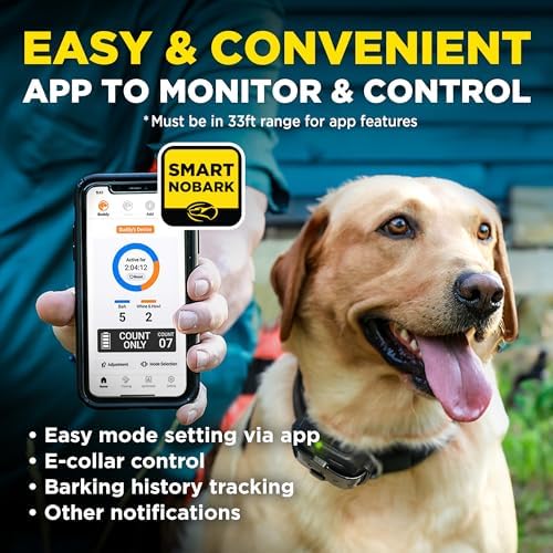Dogtra Smart NOBARK with Titanium Contact 3/4" | Smart Bark Detection for Whining & Barking, 33 ft Range, App Notifications, Behavior Report, Waterproof, 10 lbs+, Ideal for Short-Haired Dogs