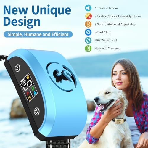 Barking Collar for Medium Dogs, Rechargeable Dog Bark Vibrating Collar | Smart Anti-False Triggers Chip & 8 Adjustable Sensitivity, 4 Optional Training Modes, Auto Safety Shut-off No-bark collars