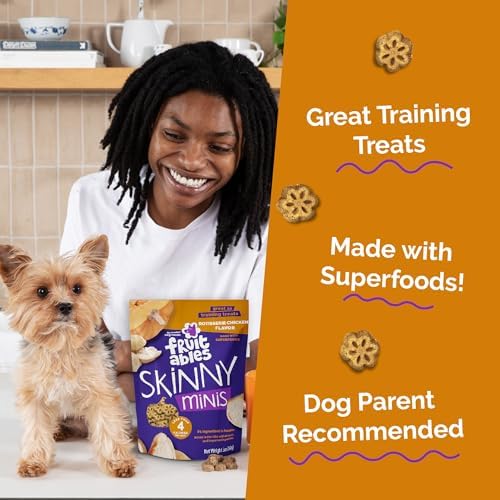 Fruitables Skinny Minis Dog Treats,Healthy Pumpkin Treat for Dogs,Low Calorie & Delicious,Puppy Training,No Wheat,Corn or Soy,Made in the USA,Rotisserie Chicken Flavor,5oz,(Pack of 2)