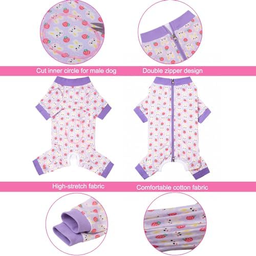 Dog Recovery Suit for Small Medium Large Dogs, Pet Onesie After Surgery Comfort Dog Bodysuit Anti Licking (Purple Bunny,XL)