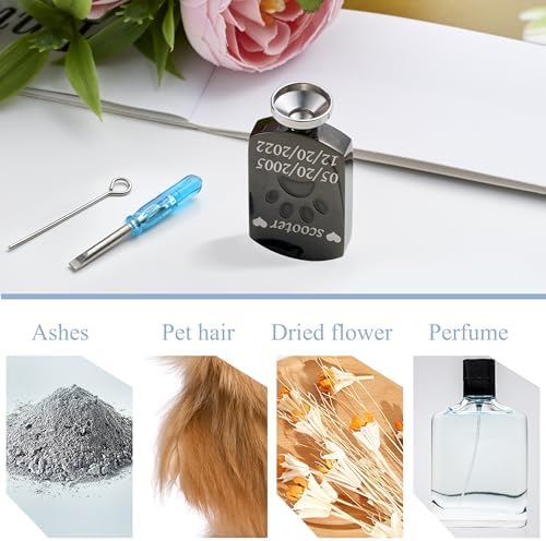 Fanery Sue Pet Ashes Necklace for Dog Cat, Custom Photo & Text