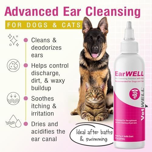 VetWELL Ear Cleaner for Dogs and Cats - Sweet Pea Vanilla - 8 oz