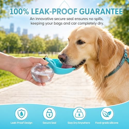 2 in 1 Portable Dog Water Bottle Tumbler, 10oz Stainless Steel (Pink)
