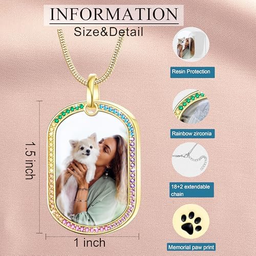 Fanery Sue Pet Ashes Necklace for Dog Cat, Custom Photo & Text